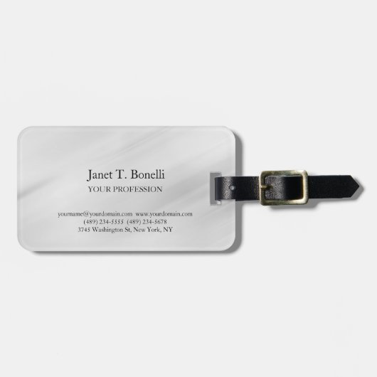 Grauer Hintergrund Elegant Schlicht Einfach Berufl Gepäckanhänger (Vorderseite horizontal)