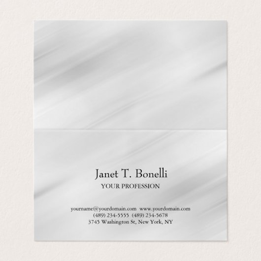Grauer Hintergrund Elegant Schlicht Einfach Berufl Visitenkarten (Außenseite Aufgefaltet)