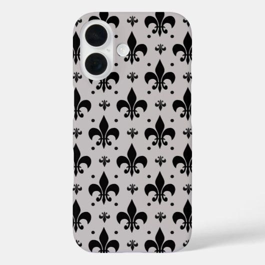 Grauer Hintergrund Fleur-de-lis-Muster Case-Mate iPhone Hülle (Rückseite)