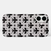 Grauer Hintergrund Fleur-de-lis-Muster Case-Mate iPhone Hülle (Rückseite (Horizontal))