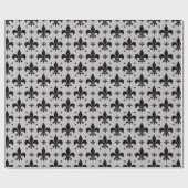 Grauer Hintergrund Fleur-de-lis-Muster Geschenkpapier (Flach)