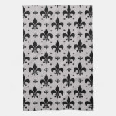 Grauer Hintergrund Fleur-de-lis-Muster Geschirrtuch (Vertikal)
