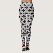 Grauer Hintergrund Fleur-de-lis-Muster Leggings (Rückseite)