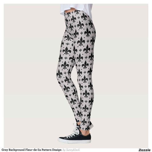 Grauer Hintergrund Fleur-de-lis-Muster Leggings