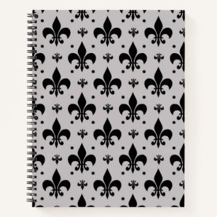Grauer Hintergrund Fleur-de-lis-Muster Notizblock