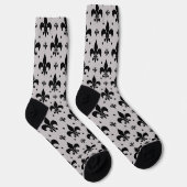 Grauer Hintergrund Fleur-de-lis-Muster Socken (Rechts)