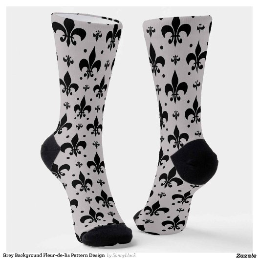 Grauer Hintergrund Fleur-de-lis-Muster Socken