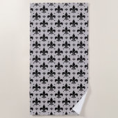 Grauer Hintergrund Fleur-de-lis-Muster Strandtuch (Vorderseite)