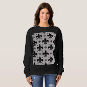 Grauer Hintergrund Fleur-de-lis-Muster Sweatshirt (Vorne ganz)