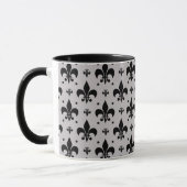 Grauer Hintergrund Fleur-de-lis-Muster Tasse (Links)