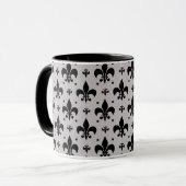 Grauer Hintergrund Fleur-de-lis-Muster Tasse (Vorderseite Links)