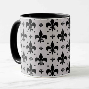 Grauer Hintergrund Fleur-de-lis-Muster Tasse