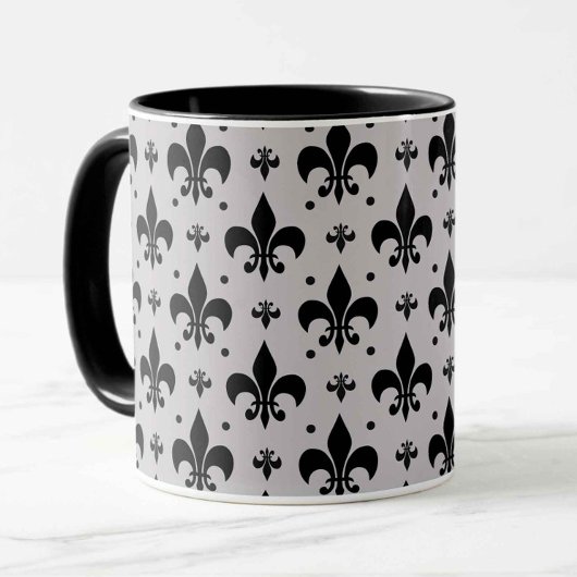 Grauer Hintergrund Fleur-de-lis-Muster Tasse