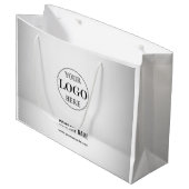 Grauer Hintergrund für benutzerdefinierte Logos Große Geschenktüte (Vorderseite Schrägansicht)