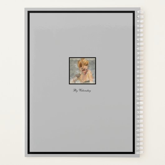 Grauer Hintergrund Girl Fashion Modernes Elegantes Planer (Rückseite)