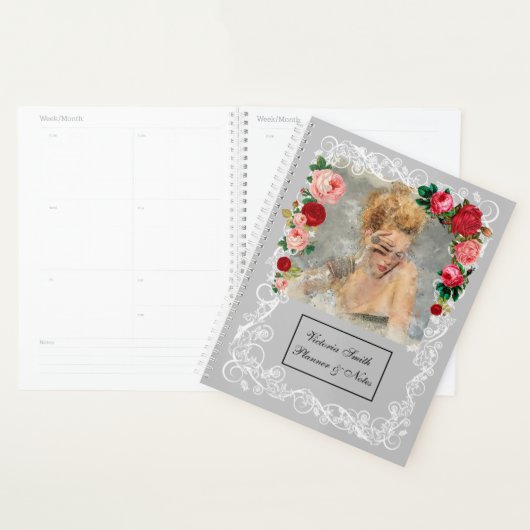 Grauer Hintergrund Girl Fashion Modernes Elegantes Planer (Anzeige)