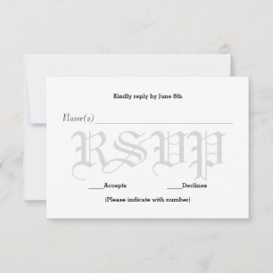 Grauer Hintergrund Hochzeitstext - RSVP Antwortkar Karte