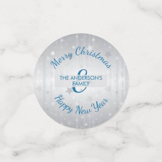 Grauer Hintergrund mit Sternen Konfetti (Klein Vorderseite)