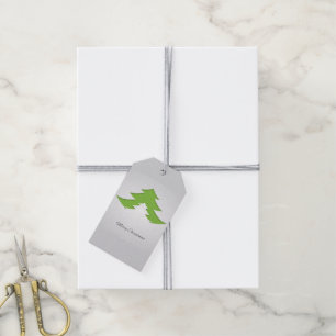 Grauer Hintergrund mit Weihnachtsbaum Geschenkanhänger