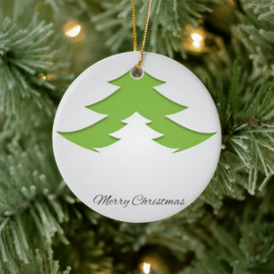 Grauer Hintergrund mit Weihnachtsbaum Keramik Ornament