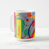 grauer Hintergrund Primärfarbe Abstrakte Formen Kaffeetasse (Vorderseite Links)