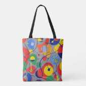 Grauer Hintergrund Primärfarbe Abstrakte Formen Tasche (Rückseite)