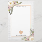 Grauer hölzerner staubiger Blumenapple-Lehrer Briefpapier (Vorderseite)