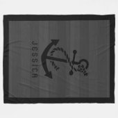 Grauer Holzplanks Schwarzer Wasseranker Fleecedecke (Vorderseite (Horizontal))