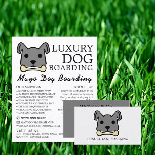 Grauer Hund mit Knochen, Hund Boarding Visitenkarte