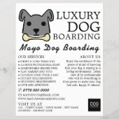 Grauer Hund mit Knochen, Hunde Boarding, Werbung Flyer (Vorne)