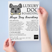 Grauer Hund mit Knochen, Hunde Boarding, Werbung Flyer (Hand)