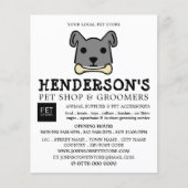 Grauer Hund mit Knochen, Pet Store & Groomer Flyer (Vorne)