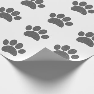 Grauer Hund Pfotenabdruck Cartoon Altpapier Druck Geschenkpapier