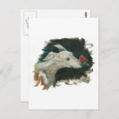Grauer Hund und Finkenmalerei! Postkarte (Vorne/Hinten)
