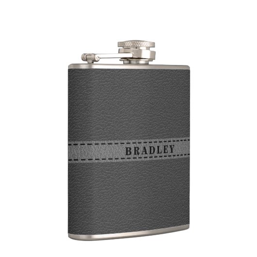 Grauer Imitat Lederkolben Flachmann (Rechts)