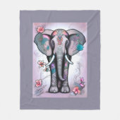 Grauer indischer Elefant mit Blume verziert Fleecedecke (Vorderseite)