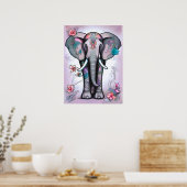 Grauer indischer Elefant mit Blume verziert Poster (Küche)