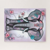 Grauer indischer Elefant mit Blume verziert Puzzle (Horizontal)