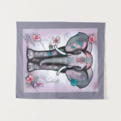 Grauer indischer Elefant mit Blume verziert Wandteppich (Vorderseite (Horizontal))