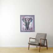 Grauer indischer Elefant mit Blume verziert Wandteppich (Beispiel)