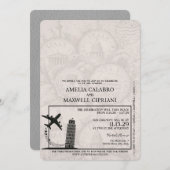 Grauer Italienischer Pass Einladung zur Hochzeit (Vorne/Hinten)