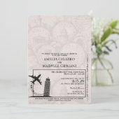 Grauer Italienischer Pass Einladung zur Hochzeit (Stehend Vorderseite)