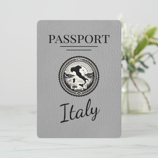 Grauer Italienischer Pass Save The Date (Stehend Vorderseite)