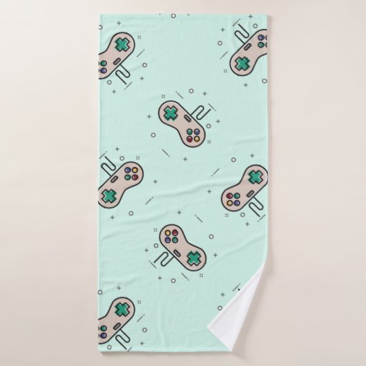 Grauer Joystick auf blau Badehandtuch (Badehandtuch)