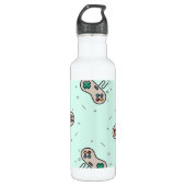 Grauer Joystick auf blau Edelstahlflasche (Vorderseite)