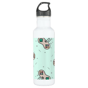 Grauer Joystick auf blau Edelstahlflasche