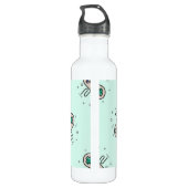 Grauer Joystick auf blau Edelstahlflasche (Rückseite)