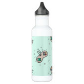 Grauer Joystick auf blau Edelstahlflasche (Links)