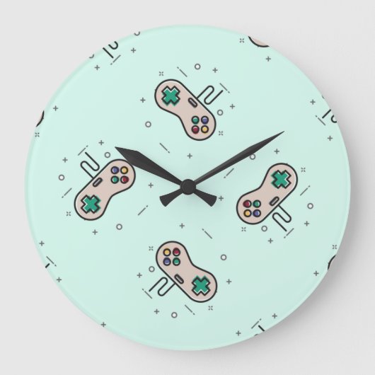 Grauer Joystick auf blau Große Wanduhr (Vorderseite)