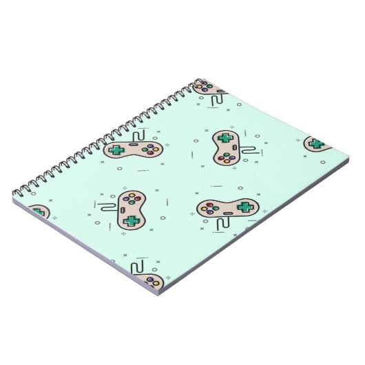 Grauer Joystick auf blau Notizblock (Linke Seite)